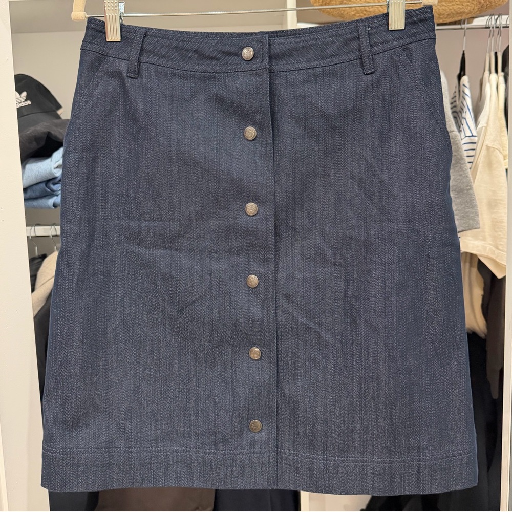 Brooks Brothers Navy Button-Front A-Line Skirt ITALY SIZE 8